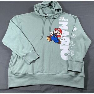 Nintendo Super‎ Mario Graphic Hoodie Sage Green Mens Small 2NIN8640 Pullover